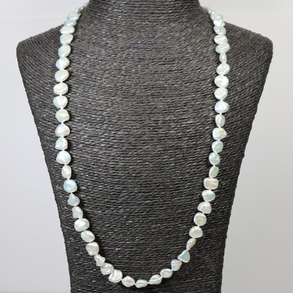 Parelketting 65cm baroque 9mm zoetwaterparels zilveren slot ZCEV133