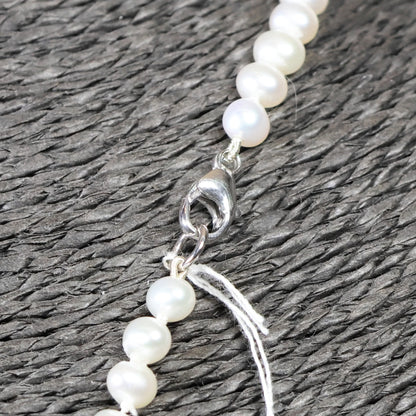 Parelketting 46cm 4mm zoetwaterparel zilveren slot