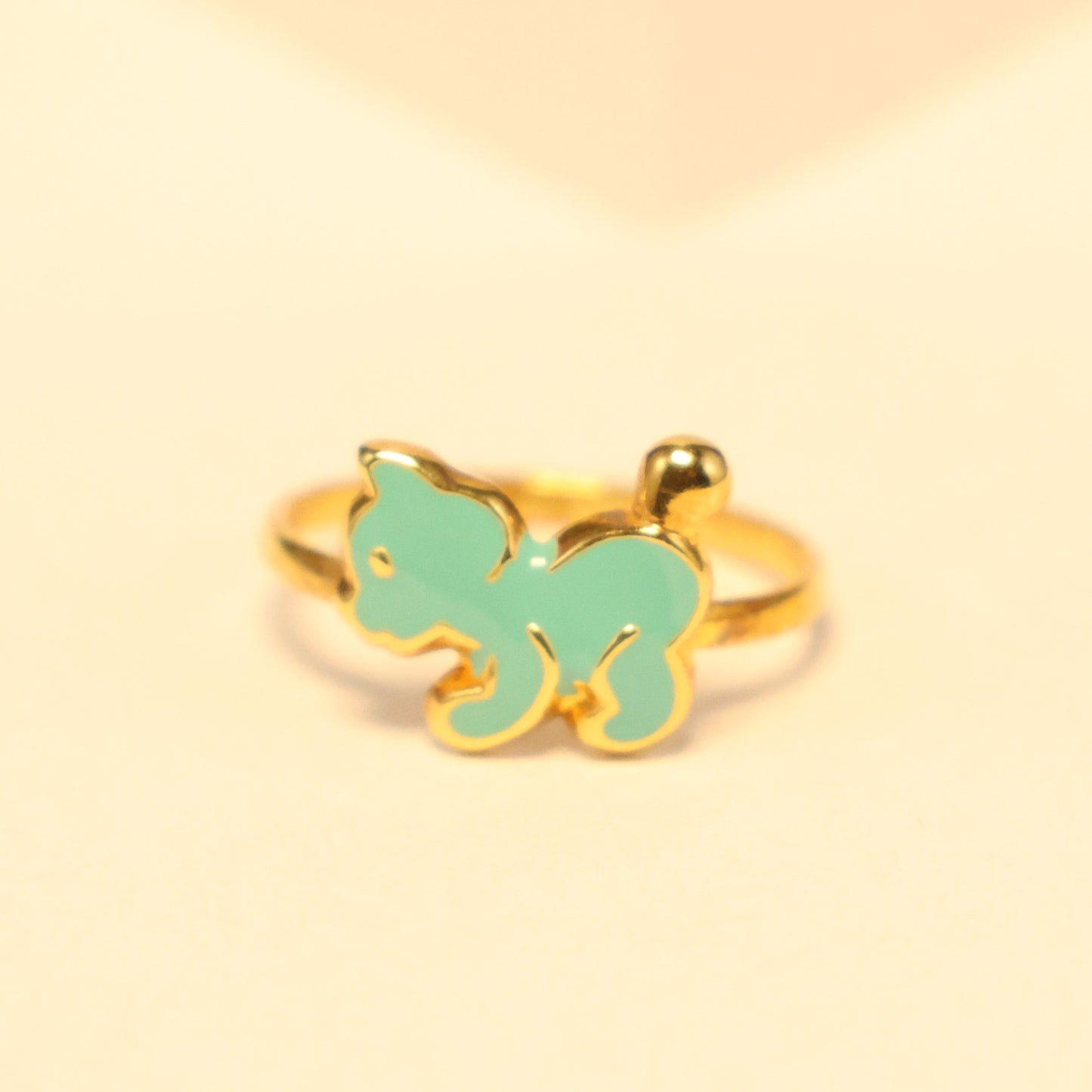 9 karaat Kids blauwe kat ring