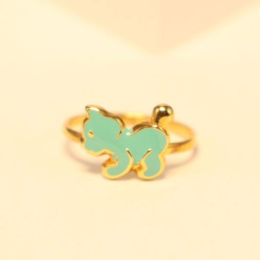 9 karaat Kids blauwe kat ring