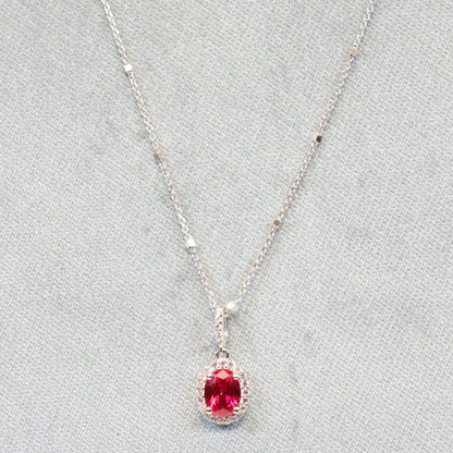 Naiomy silver zilveren ketting met Rode stenen hanger N8C28