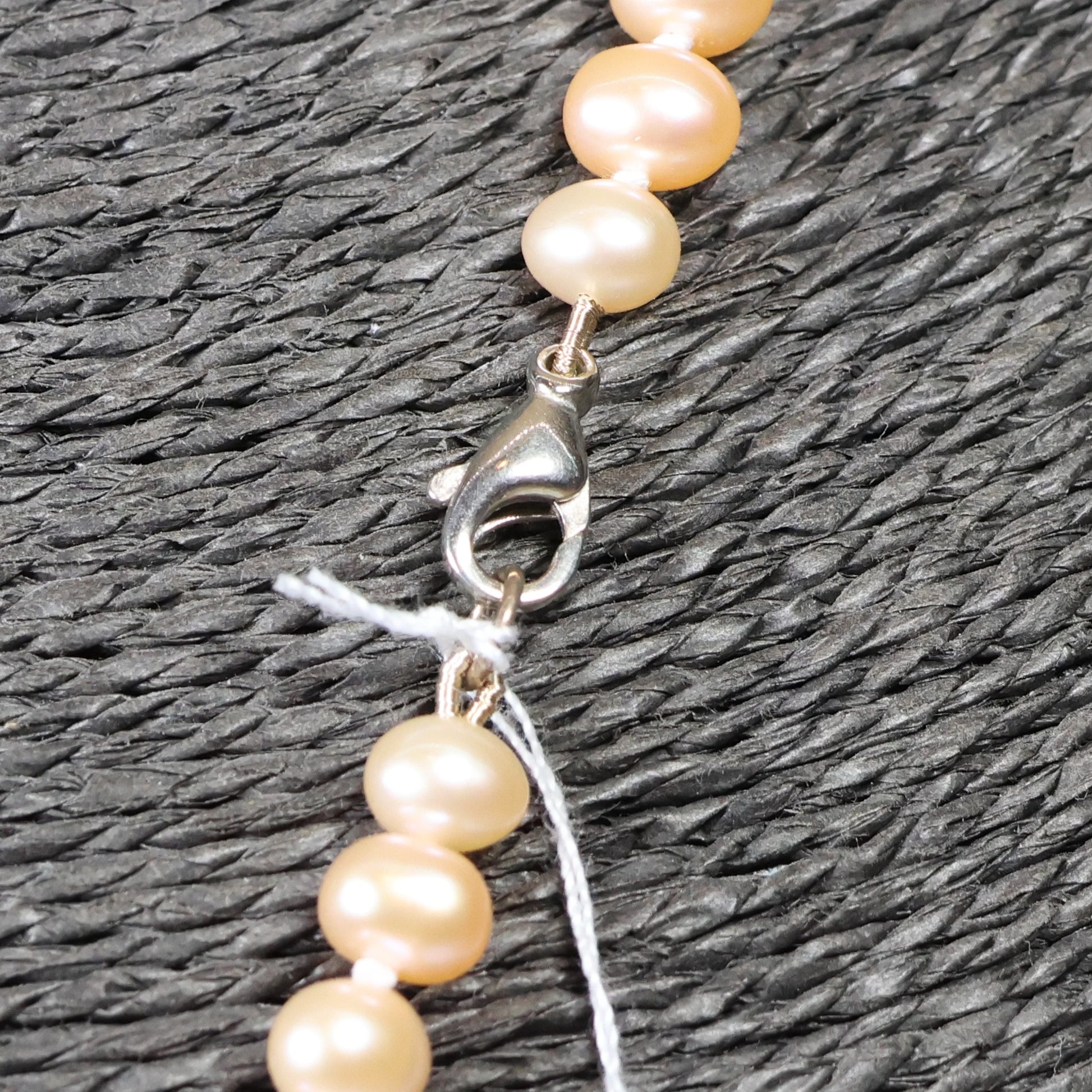Parelketting 51cm 5mm zalmroze zoetwaterparel zilveren slot