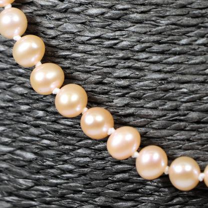 Parelketting 51cm 5mm zalmroze zoetwaterparel zilveren slot