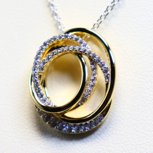 Naiomy zilveren ketting met bicolor open cirkel hanger N5P65
