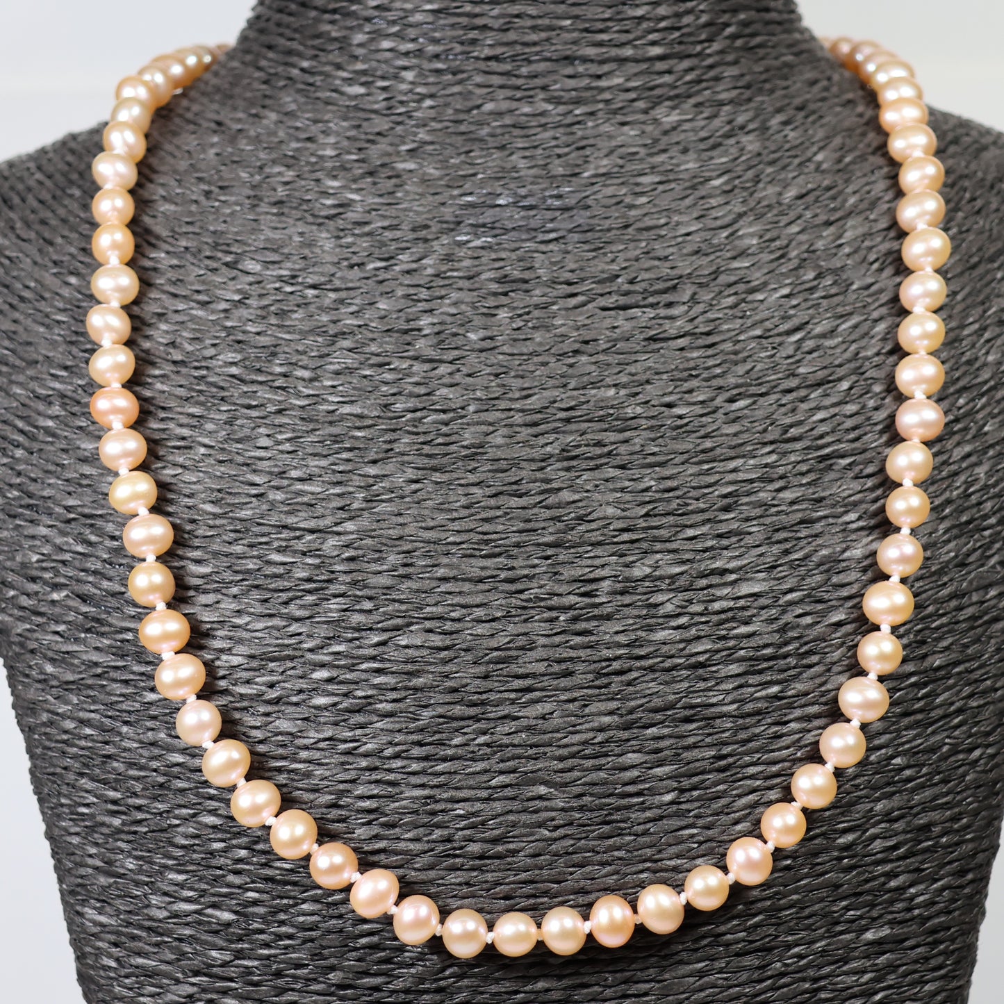 Parelketting 51cm 5mm roze zoetwaterparel zilveren slot