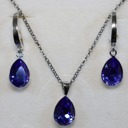 Spark zilveren ketting met blauwe Swarovski kristallen hanger NN432010SA