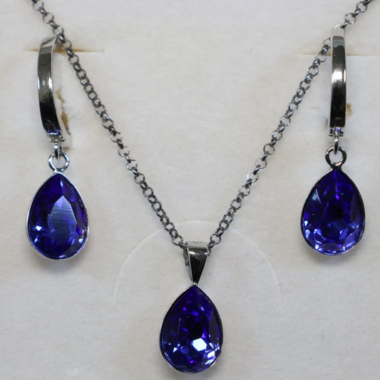 Spark zilveren ketting met blauwe Swarovski kristallen hanger NN432010SA