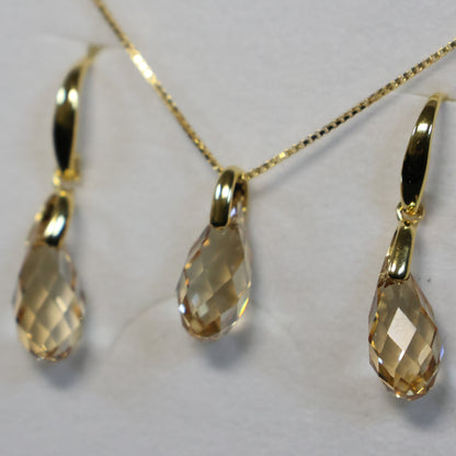 Spark 18karaat vergulde zilveren hangoorbellen met Swarovski kristallen KWG601013GS