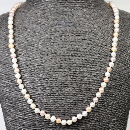 Parelketting 53cm 4mm zoetwaterparel zilveren slot
