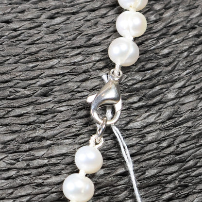 Parelketting 48cm 5mm zoetwaterparel zilveren slot