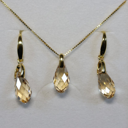 Spark 18karaat vergulde zilveren hangoorbellen met Swarovski kristallen KWG601013GS