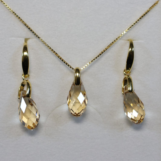 Spark 18karaat vergulde zilveren hangoorbellen met Swarovski kristallen KWG601013GS