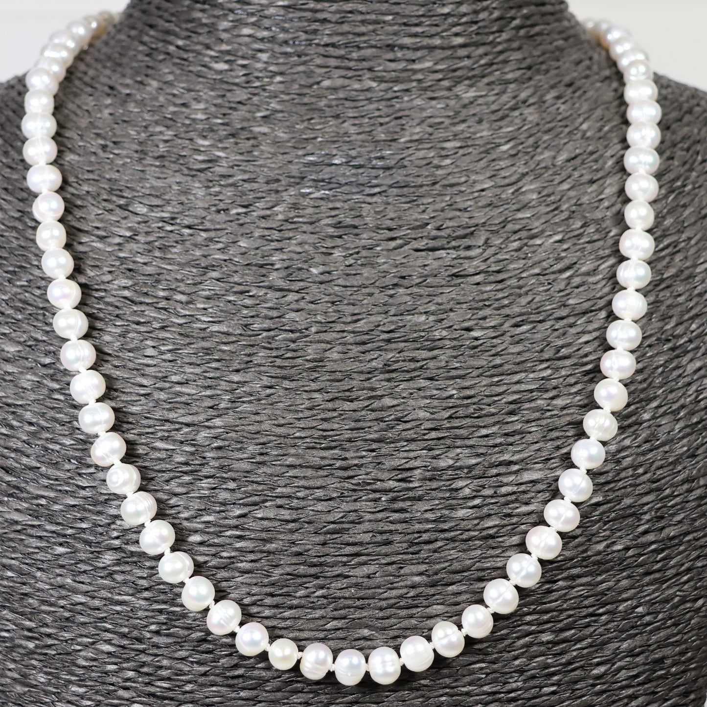 Parelketting 48cm 5mm zoetwaterparel zilveren slot