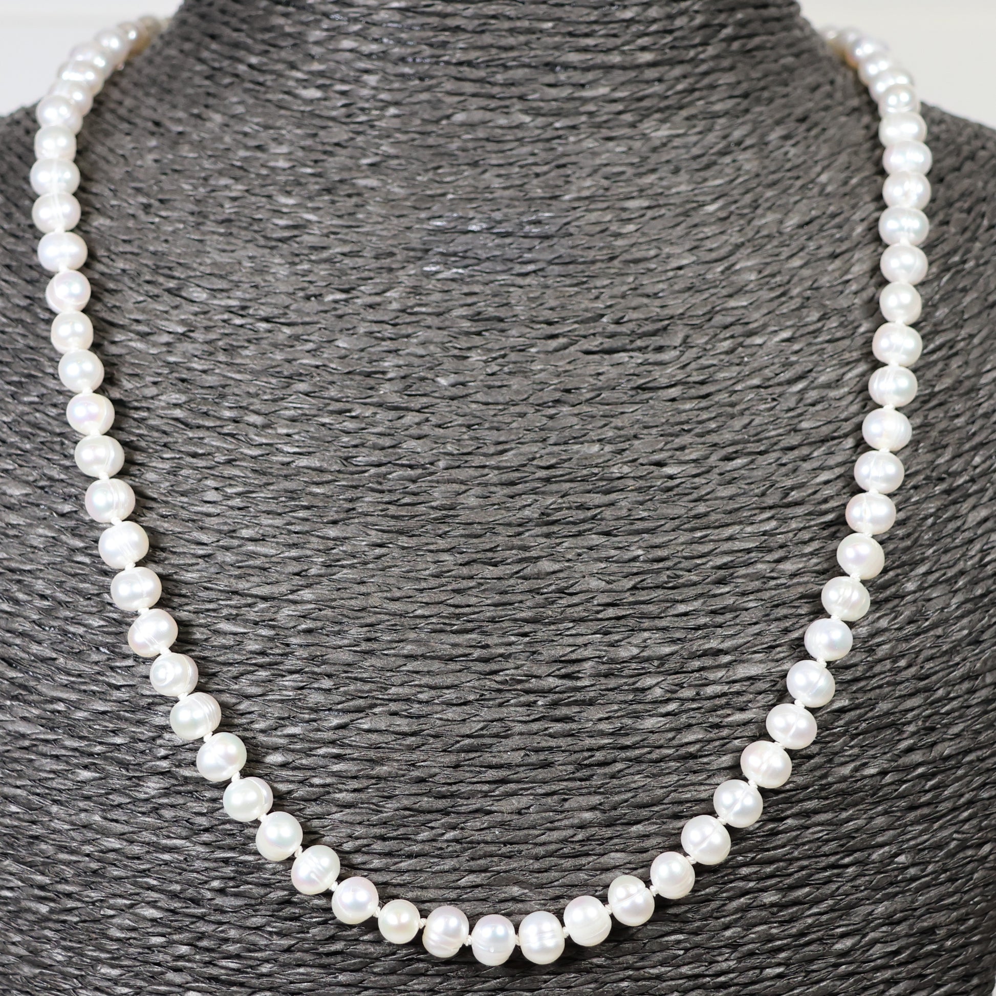 Parelketting 48cm 5mm zoetwaterparel zilveren slot