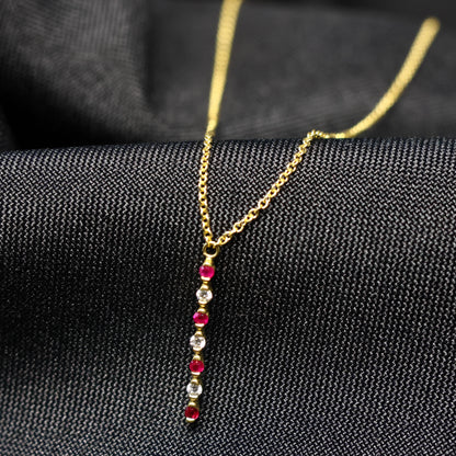 Ketting geel goud met tussenstuk met robijn 062297RA