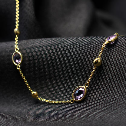 18kt geel gouden Ketting met kleurstenen 054836B