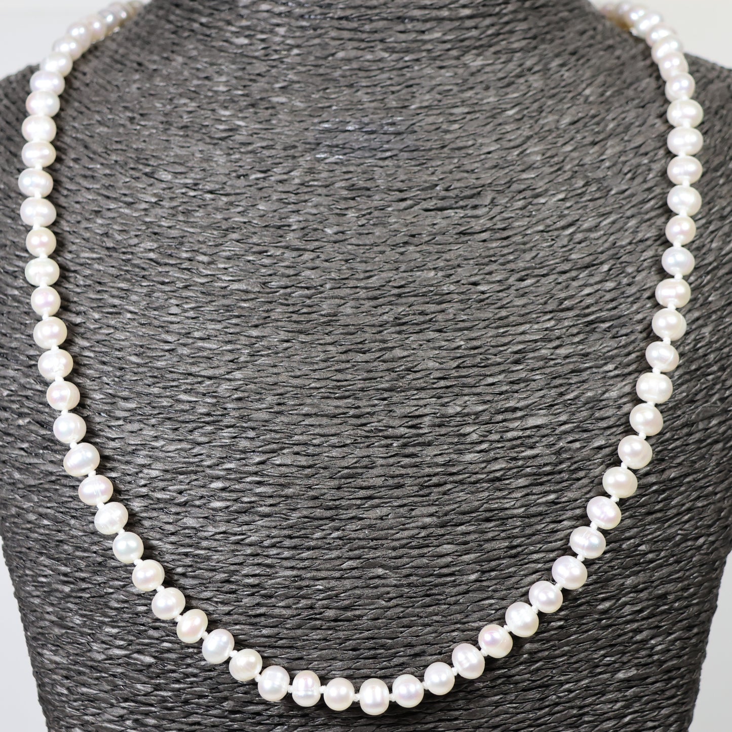 Parelketting 52cm 5mm zoetwaterparel zilveren slot