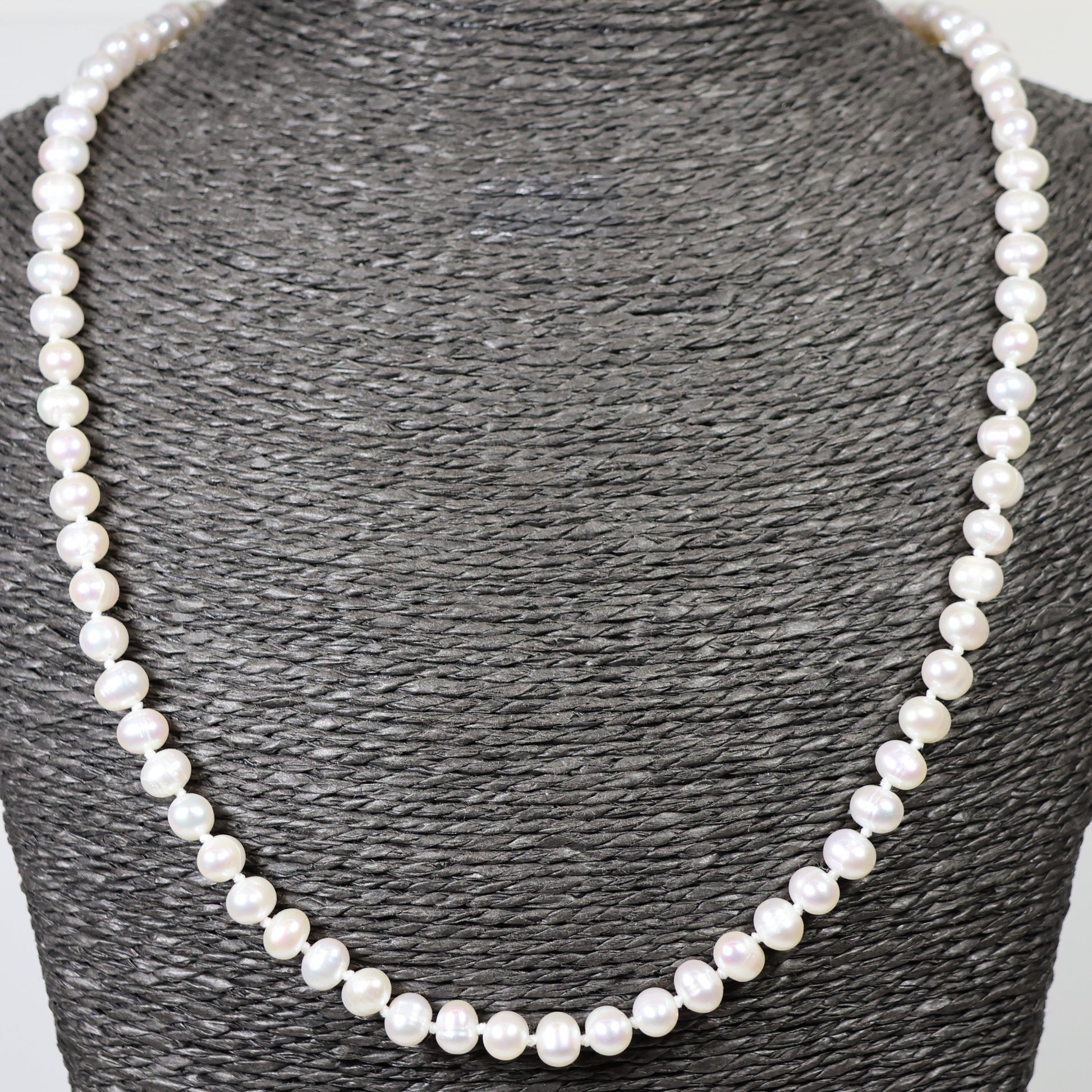 Parelketting 52cm 5mm zoetwaterparel zilveren slot