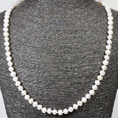 Parelketting 52cm 5mm zoetwaterparel zilveren slot