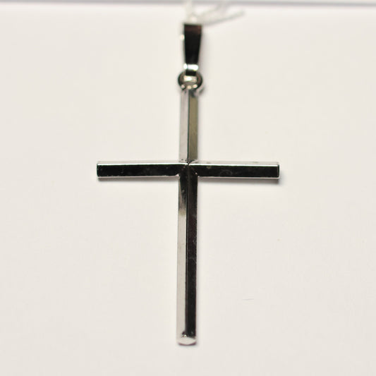 Zilveren fijn kruis hanger zirconium 30mm