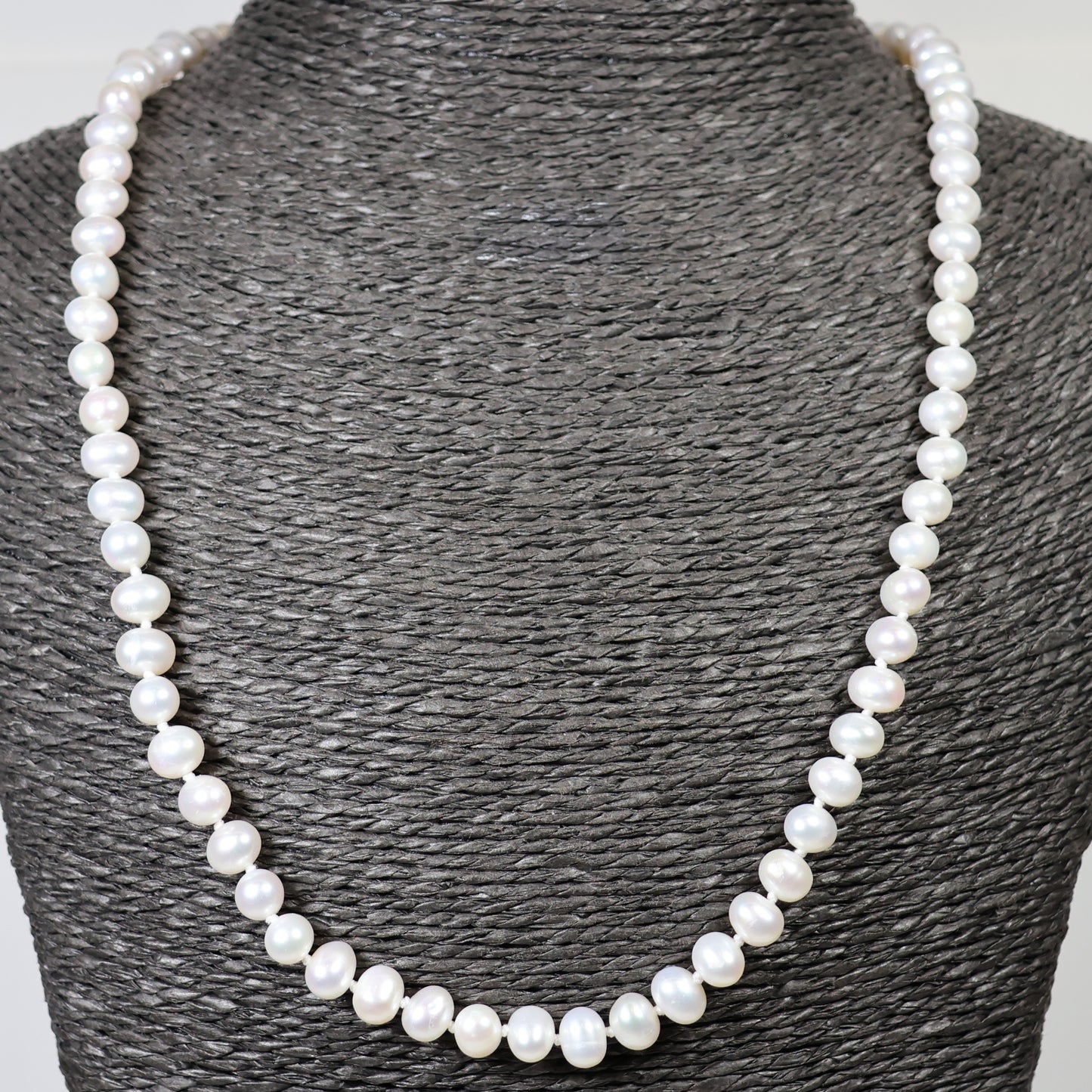 Parelketting 50cm 5mm zoetwaterparel zilveren slot