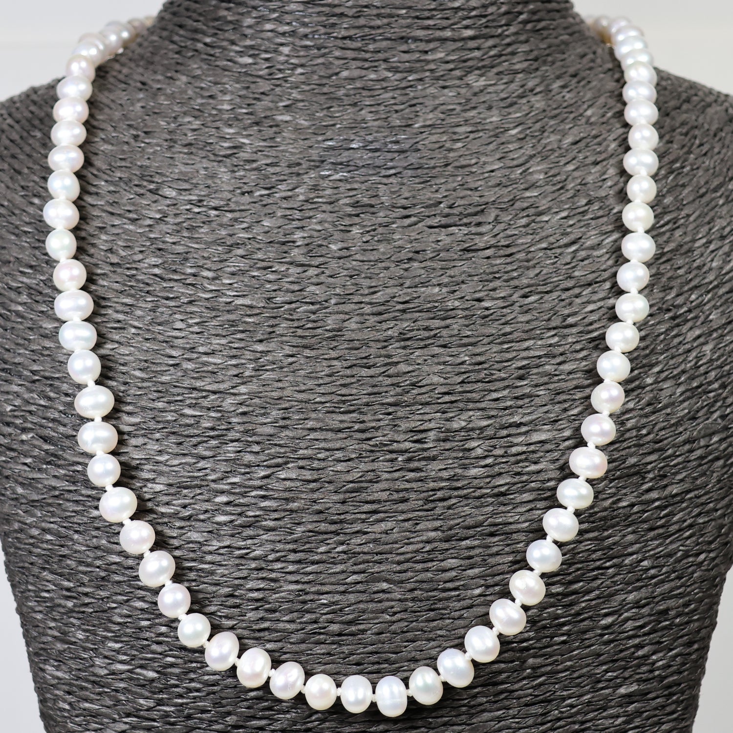 Parelketting 50cm 5mm zoetwaterparel zilveren slot
