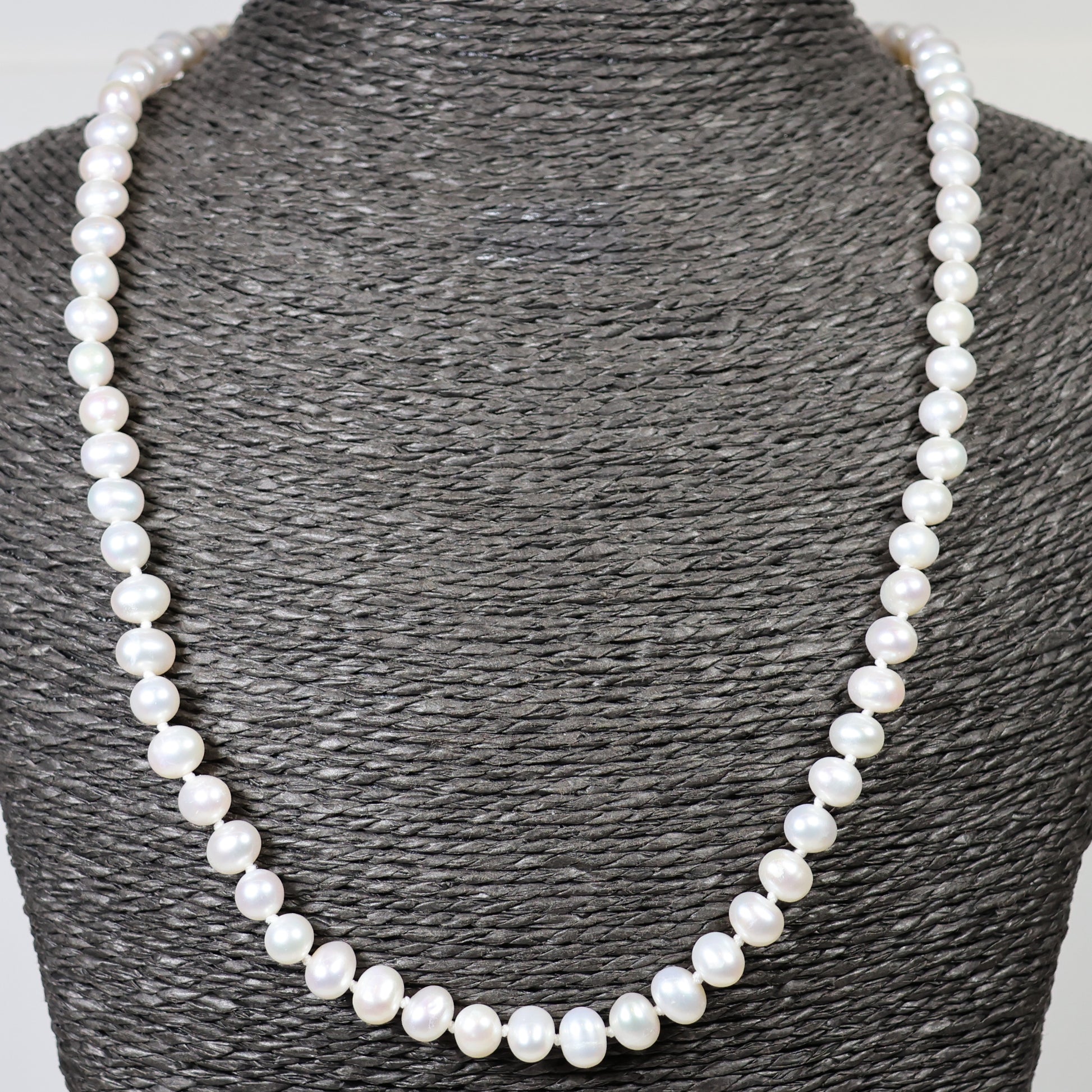 Parelketting 50cm 5mm zoetwaterparel zilveren slot