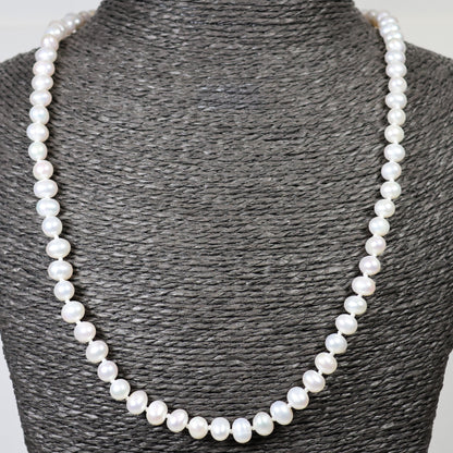 Parelketting 50cm 5mm zoetwaterparel zilveren slot
