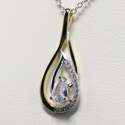 Naiomy zilveren ketting met bicolor druppel hanger N5P70