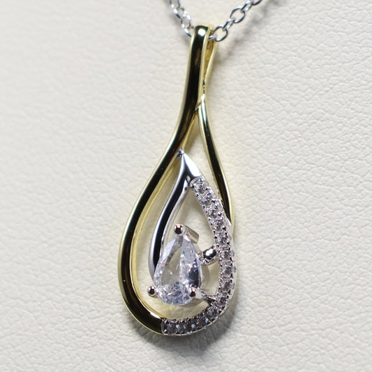 Naiomy zilveren ketting met bicolor druppel hanger N5P70