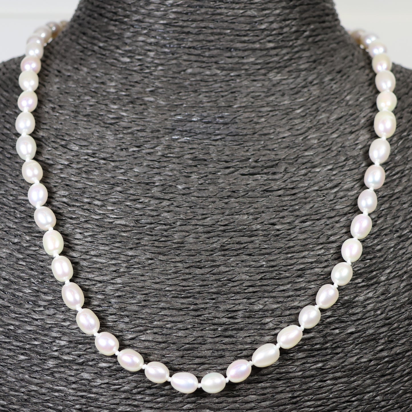Parelketting 47cm 7mm zoetwaterparel zilveren slot