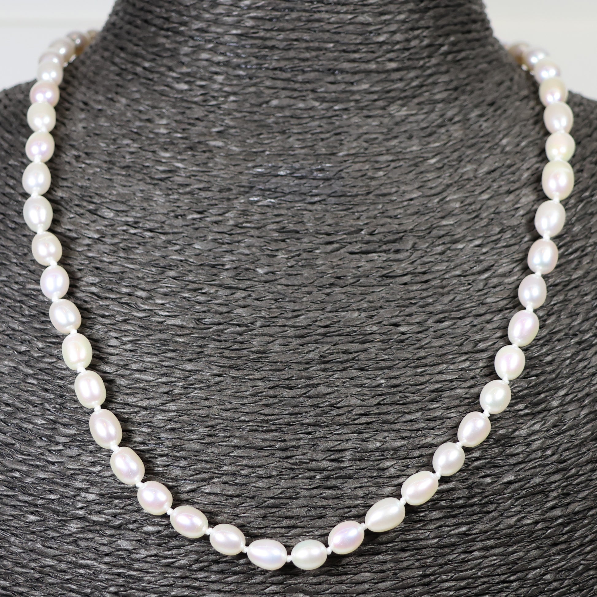 Parelketting 47cm 7mm zoetwaterparel zilveren slot