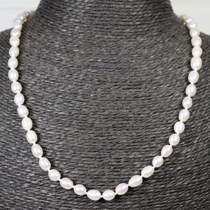 Parelketting 47cm 7mm zoetwaterparel zilveren slot