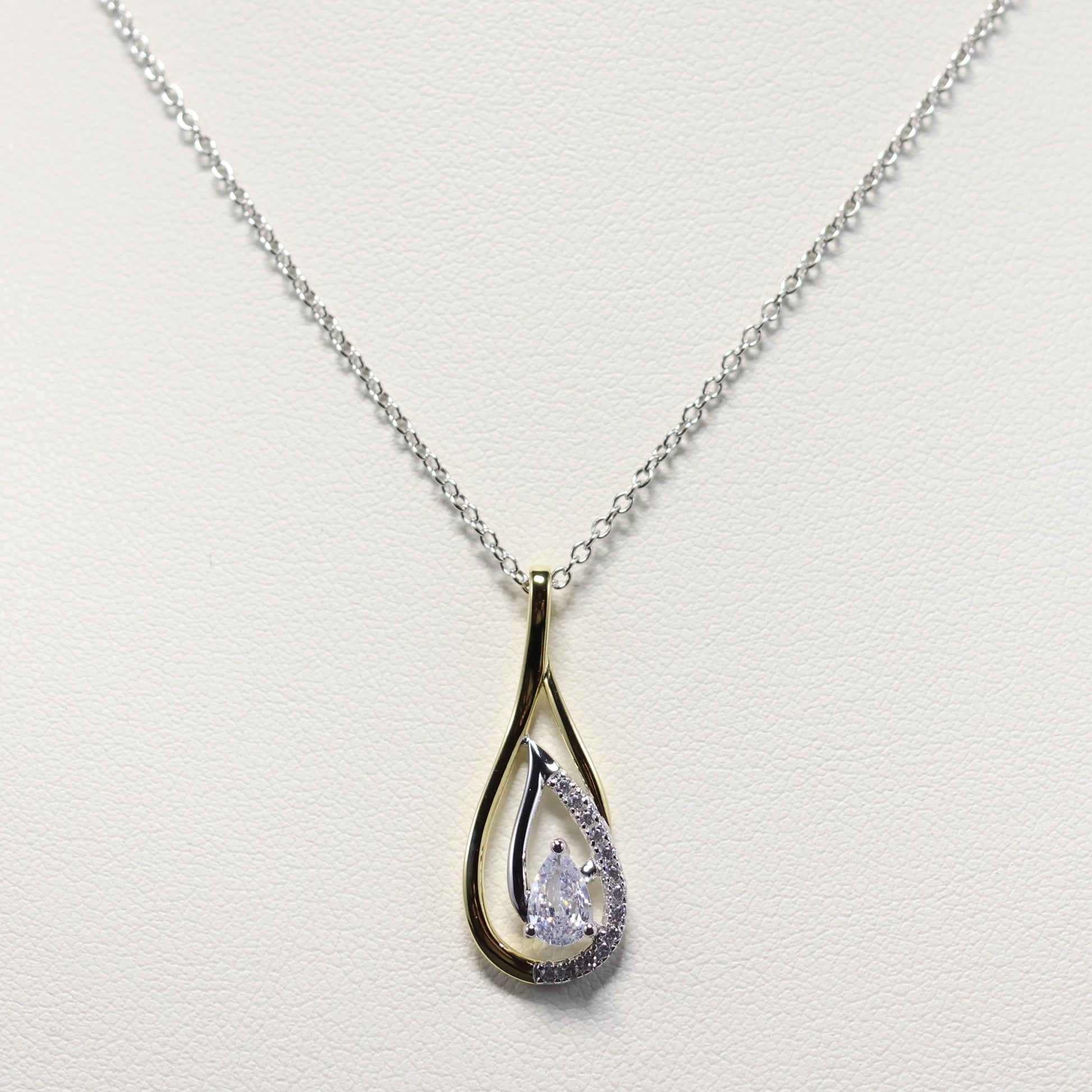 Naiomy zilveren ketting met bicolor druppel hanger N5P70