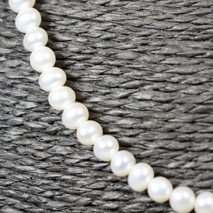Parelketting 48cm 5mm zoetwaterparel zilveren slot 