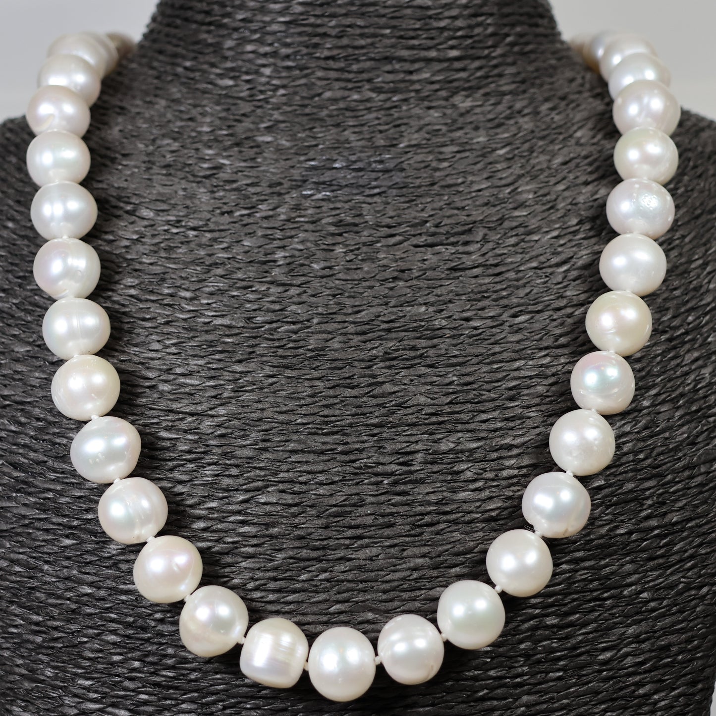 Parelketting 50cm 12mm zoetwaterparel zilveren magneetslot 