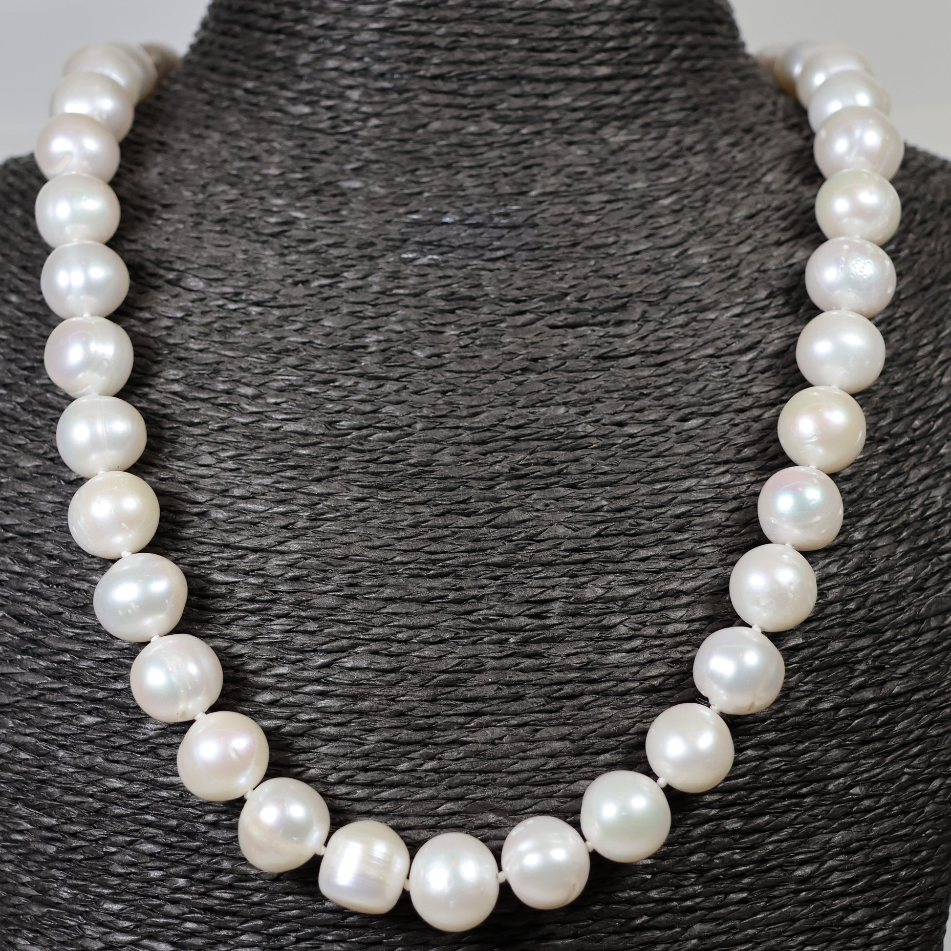 Parelketting 50cm 12mm zoetwaterparel zilveren magneetslot 