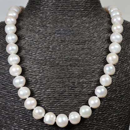 Parelketting 50cm 12mm zoetwaterparel zilveren magneetslot 