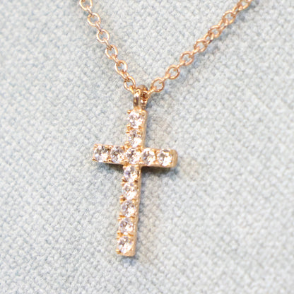 Naiomy Moments Rosé vergulde zilveren Halsketting met Kruis hanger B4A05