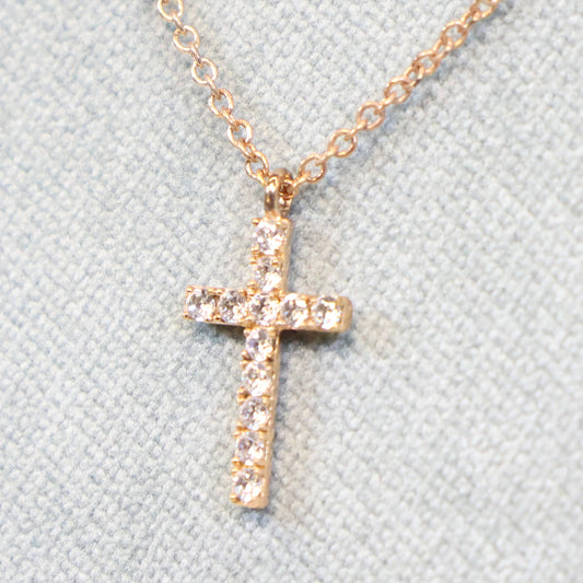 Naiomy Moments Rosé vergulde zilveren Halsketting met Kruis hanger B4A05