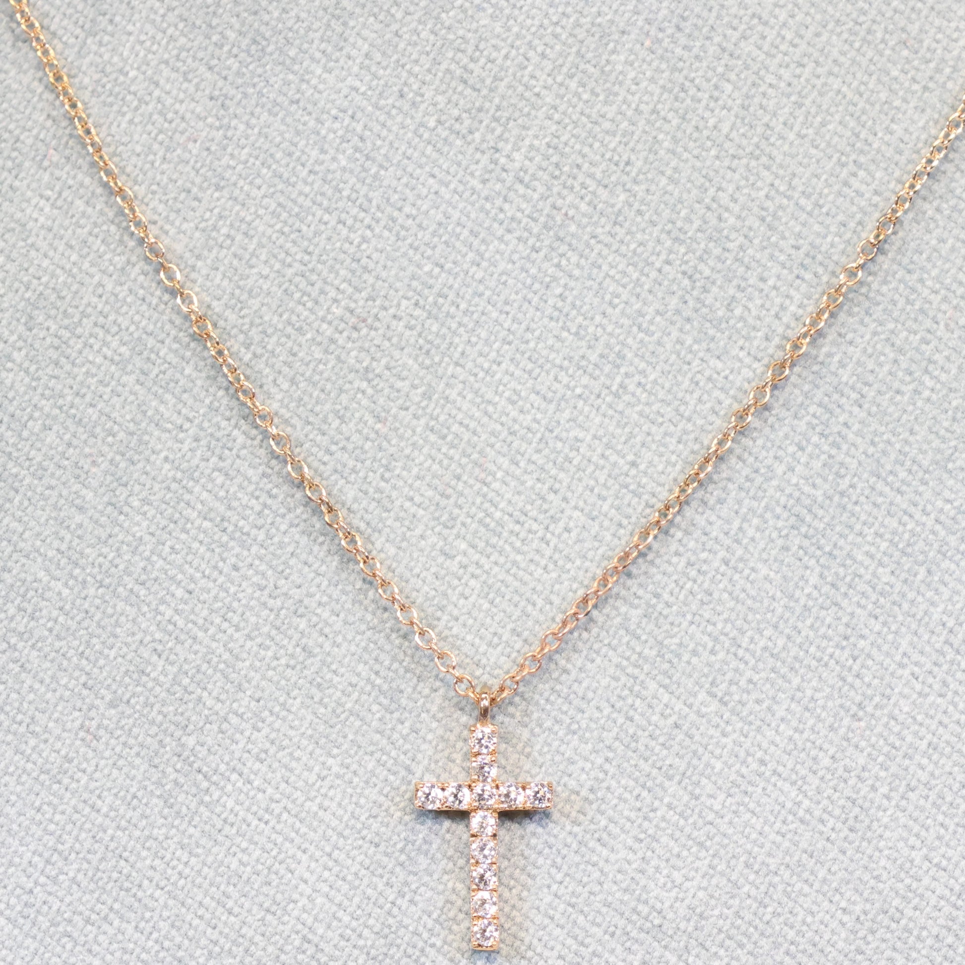 Naiomy Moments Rosé vergulde zilveren Halsketting met Kruis hanger B4A05