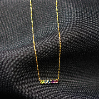 18 karaat geel gouden ketting met tussenstuk met kleurstenen 067293/5K