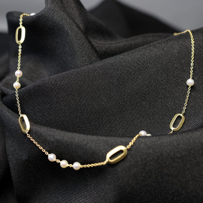 18KT geel gouden ketting met parel 068280P
