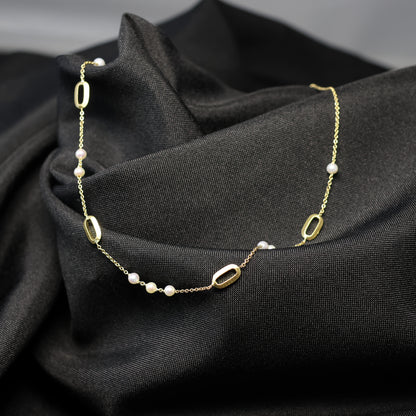 18KT geel gouden ketting met parel 068280P