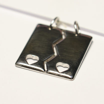 Tresor zilveren hanger breekvierkant glans hartjes B143