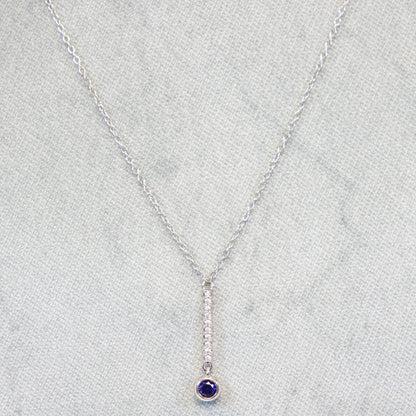 Naiomy Moments zilveren ketting met staafje en blauwe steen B9T05