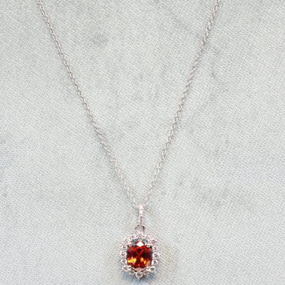 Naiomy silver zilveren ketting met Rode steen hanger N3U58