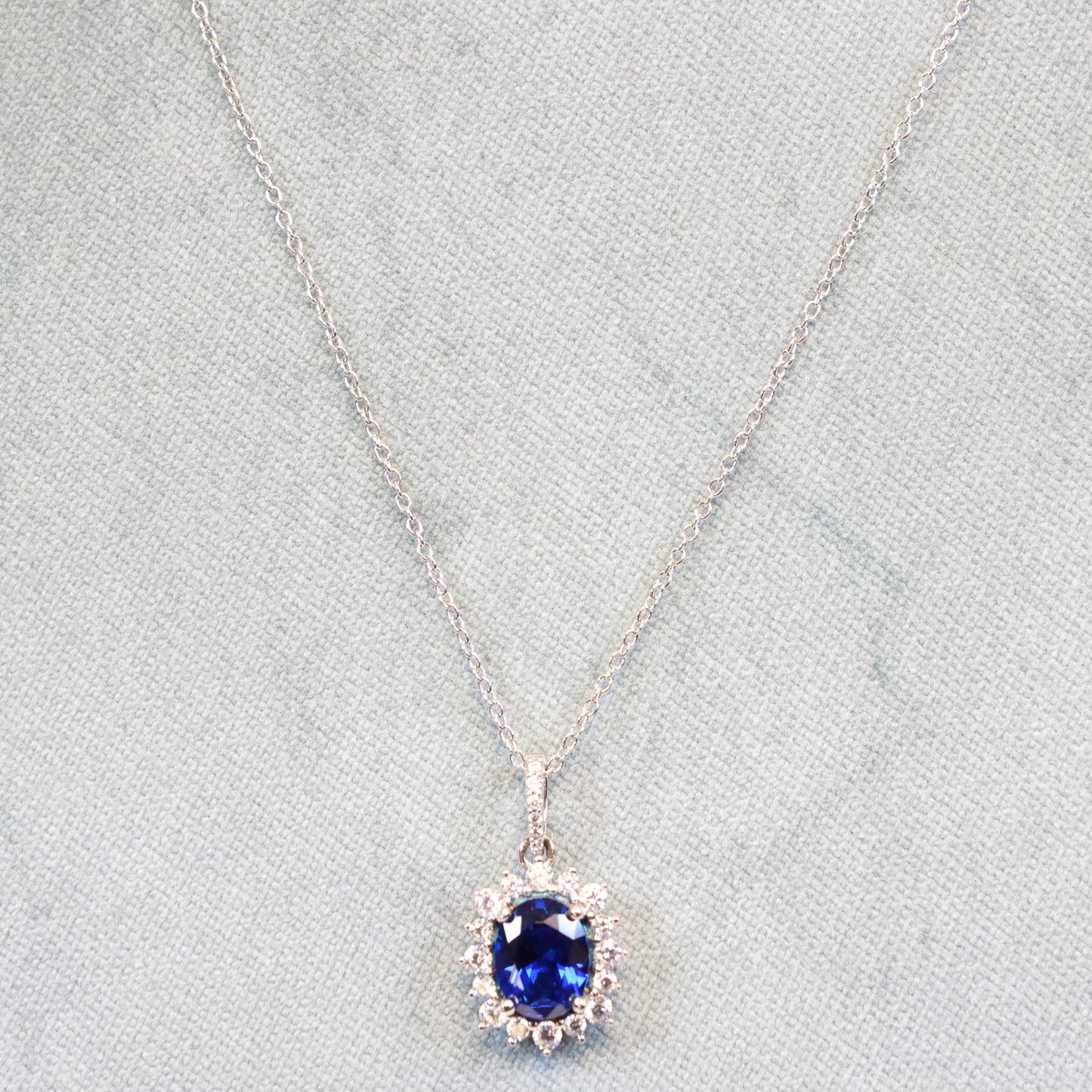 Naiomy silver zilveren ketting met blauwe steen hanger N3U52