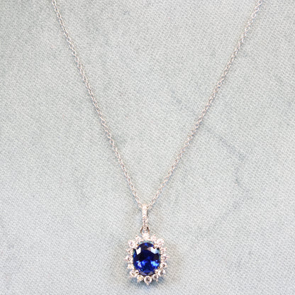 Naiomy silver zilveren ketting met blauwe steen hanger N3U52