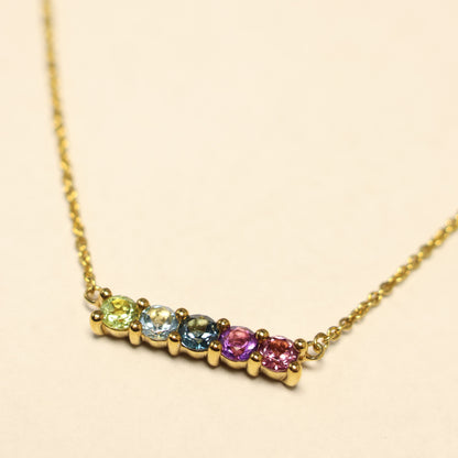 18 karaat geel gouden ketting met tussenstuk met kleurstenen 067293/5K